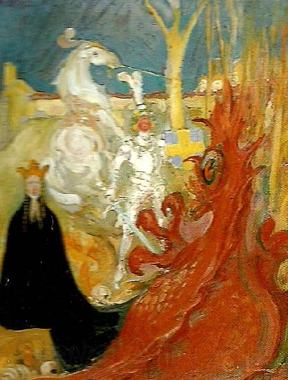 Carl Larsson sankt goran och draken Norge oil painting art